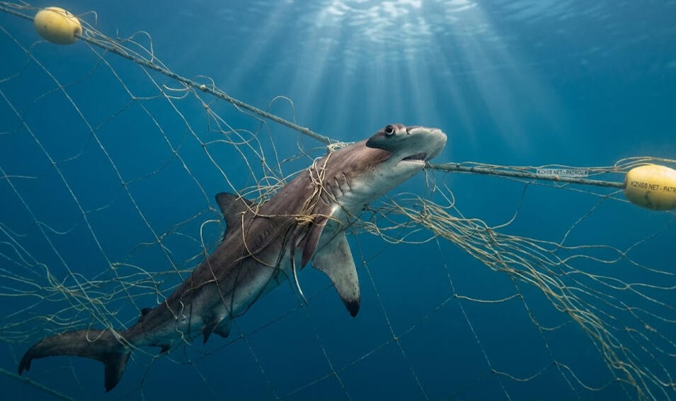 Entangled shark Hammerhead shark